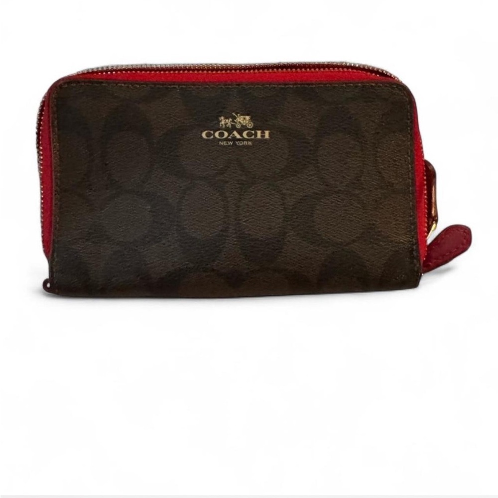 Coach Brown and red leather crossbody with matching wallet - Picture 4 of 9